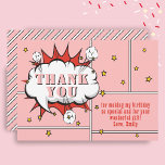 Superhero Comic Speech Blase Pink Girl Geburtstag Dankeskarte<br><div class="desc">Superhero Comic Speech Blase Pink Girl Geburtstag Danke Karte. Fügen Sie Ihre Nachricht und Ihren Namen hinzu. Spaß Cartoon Geburtstag danke Ihnen Karte für ein Mädchen in Rosa und Rot.</div>