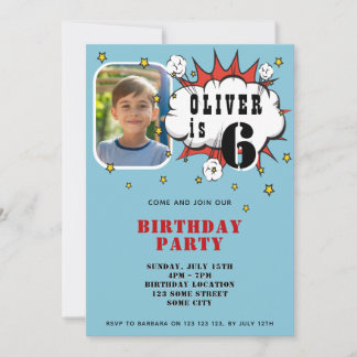 Superhero Comic Speech Bubble Boy Birthday Party Einladung