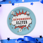 Superhero Comic Speech Bubble Boy Birthday Party Pappteller<br><div class="desc">Superhero Comic Speech Bubble Boy Birthday Party Paper Plate. Füge Deinen Namen hinzu. Fun Super Held Geburtstagsparty für Jungs.</div>
