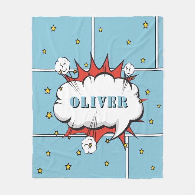 Superhero Comic Speech Bubble Boy Foto Fleecedecke (Vorderseite)