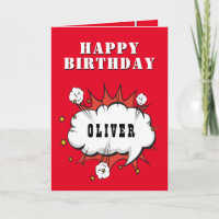 Superhero Comic Speech Bubble Boy Happy Birthday