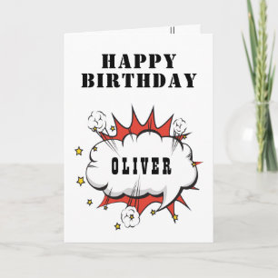 Superhero Comic Speech Bubble Boy Happy Birthday Karte