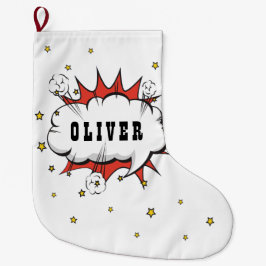 Superhero Comic Speech Bubble Boy Name Large Chris Großer Weihnachtsstrumpf