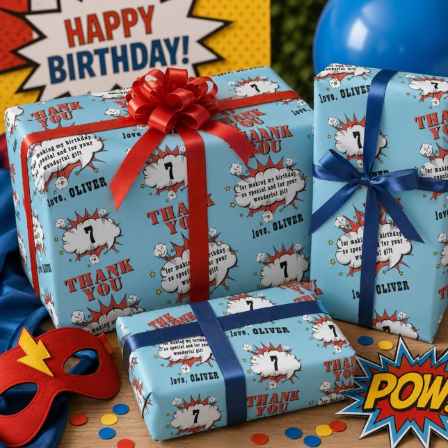 Superhero Comic Speech Bubble Geburtstag Vielen Da Geschenkpapier (Von Creator hochgeladen)