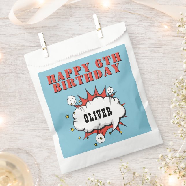 Superhero Comic Speech Bubble Happy Birthday Geschenktütchen (Ausgeschnitten)