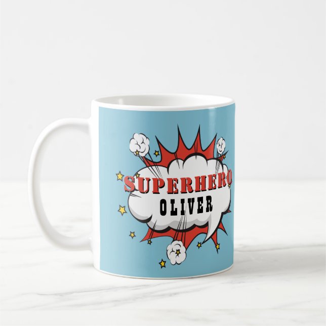 Superhero Comic Speech Cloud Boy Kaffeetasse (Links)