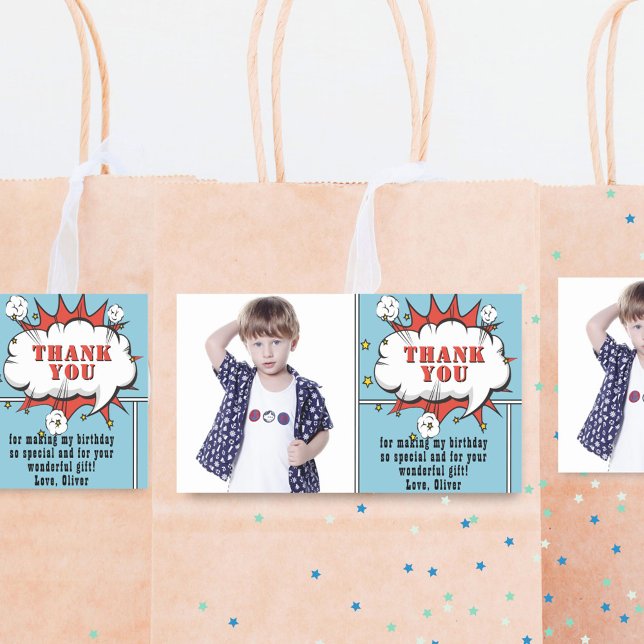 Superhero Comic Speech Cloud Foto Geburtstag Rechteckiger Aufkleber (Von Creator hochgeladen)