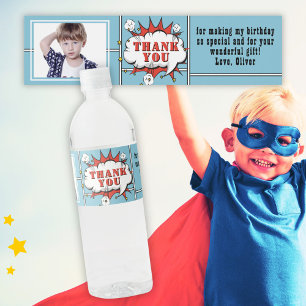 Superhero Comic Speech Cloud Foto Geburtstag Wasserflaschenetikett