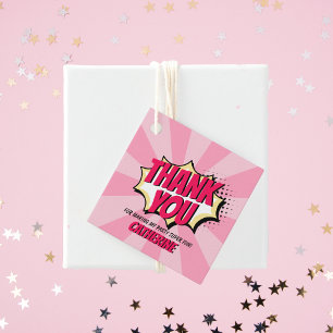 Superhero Comic Style Girl Birthday Pink Geschenkanhänger