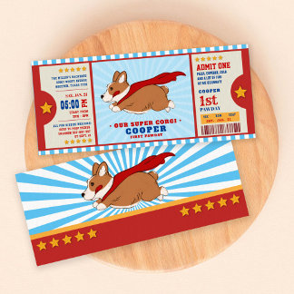 Superhero Corgi Welppy Birthday Party Einladung