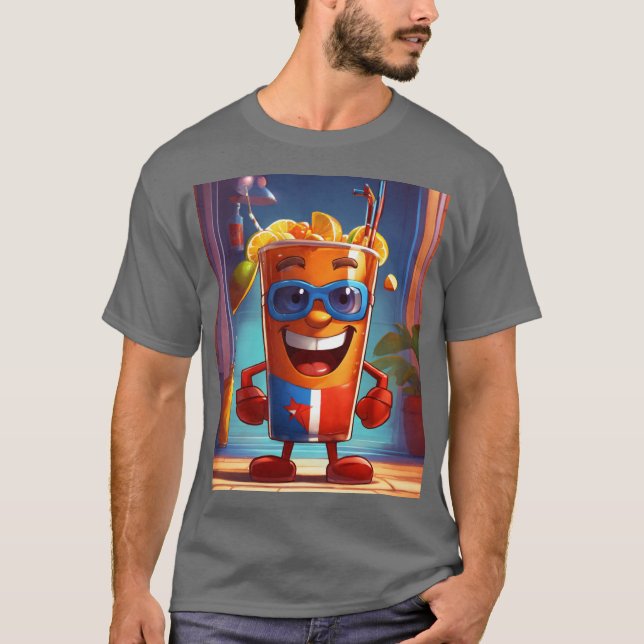 Superhero Cuba Libre Cocktail Cartoon T-Shirt (Vorderseite)