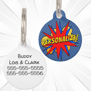 Superhero Custom Comic Book Dog ID Tag Haustiermarke