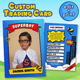 Superhero Custom Comic Trading Card for Boy Gift Telefonnummerkarte