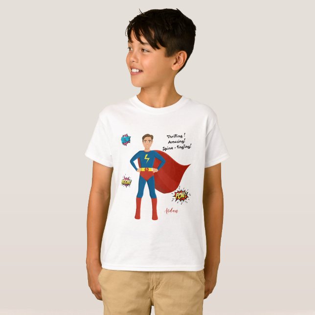 Superhero Custom Foto Geburtstagskinder T-Shirt (Vorne ganz)