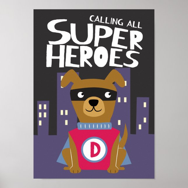 Superhero Dog Boys Kinderzimmer Room Poster (Vorne)