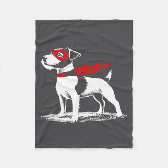 Superhero Dog Cape Illustration Funny Loyal Pet He Fleecedecke (Vorderseite)