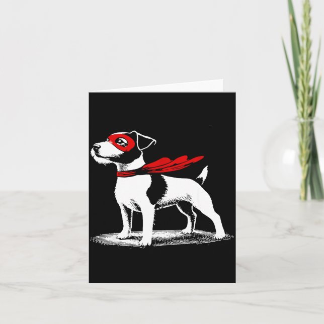 Superhero Dog Cape Illustration Funny Loyal Pet He Karte (Vorderseite)