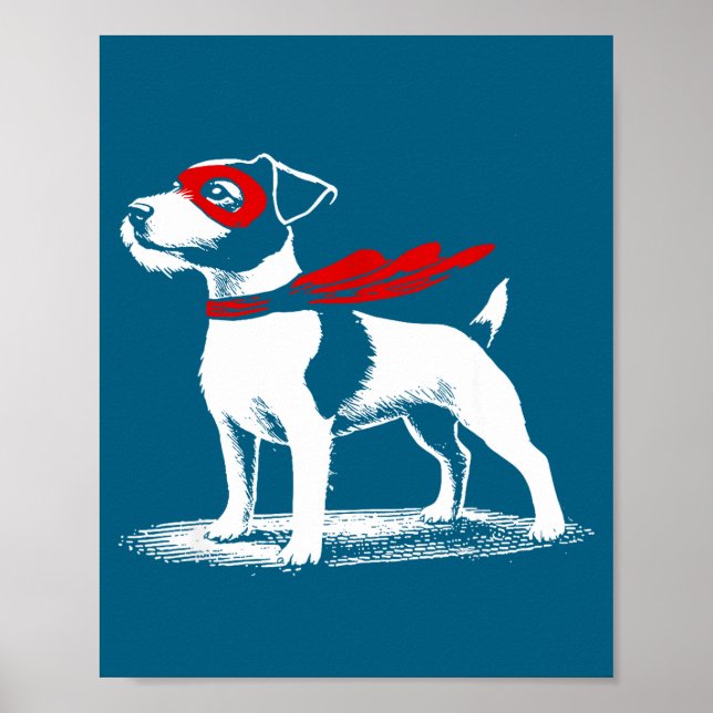 Superhero Dog Cape Illustration Funny Loyal Pet He Poster (Vorne)