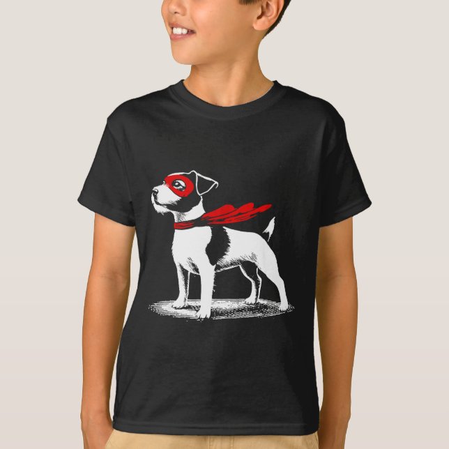 Superhero Dog Cape Illustration Funny Loyal Pet He T-Shirt (Vorderseite)