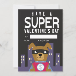 Superhero Dog Klassenzimmer Valentine Feiertagskarte