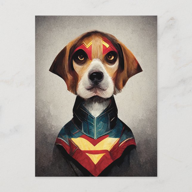 Superhero Dog Portrait | BEAGLE Postkarte (Vorderseite)