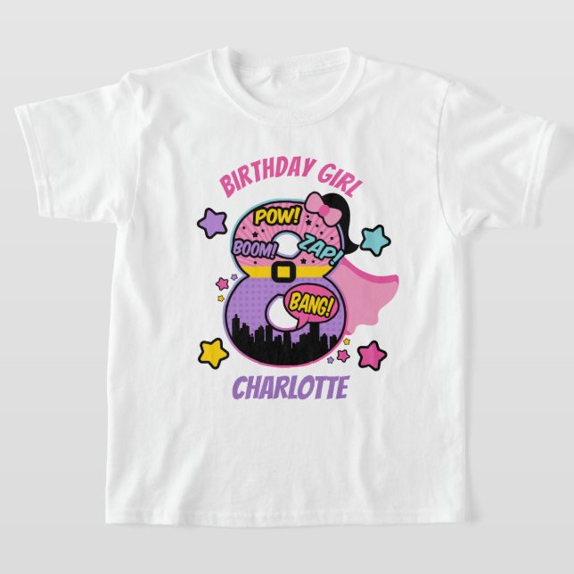 Superhero Eight Birthday Girl 8th Super Girl T-Shirt (Ablage )