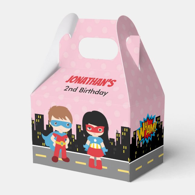 Superhero Favor Box (Kindergeburtstag-Gastgeschenk Geschenkschachtel (Rückseite)