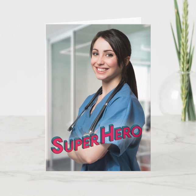 Superhero Foto Nurse Wertschätzung Danke Karte (Vorderseite)