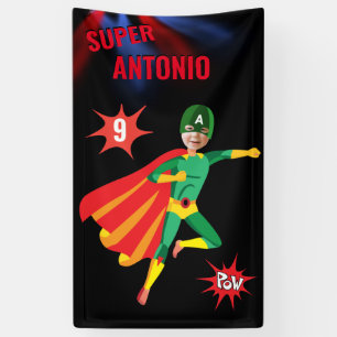 Superhero Fun Birthday Green Flying Boy Phantastis Banner
