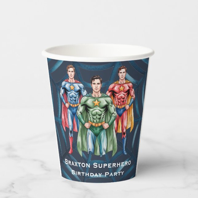 Superhero Geburtstagsparty für Jungen Pappbecher (Vorderseite)