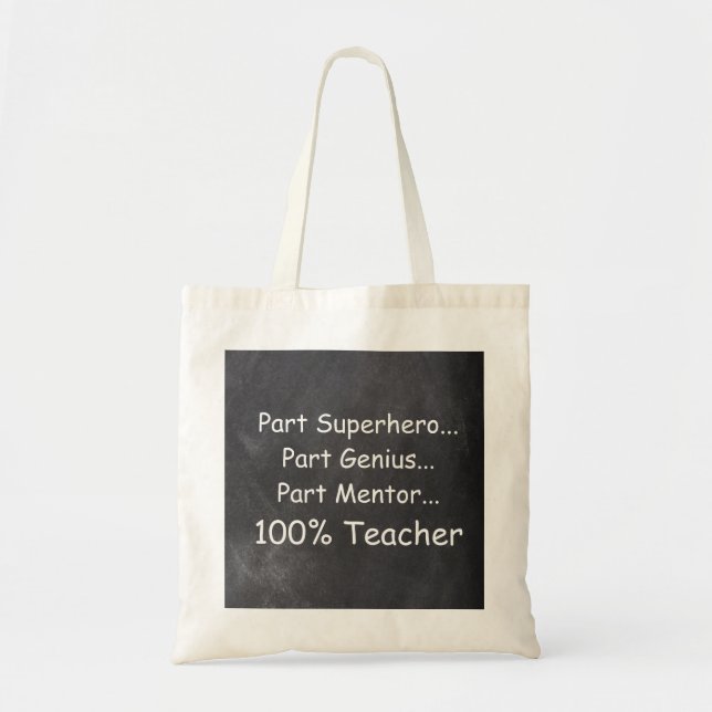 Superhero Genius Mentor Teacher Chalkboard Geschen Tragetasche (Vorne)