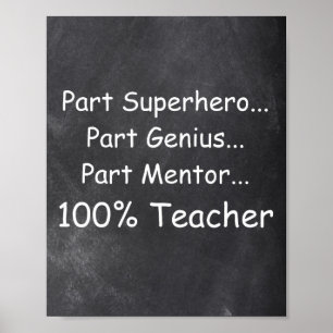 Superhero Genius Mentor Teacher Class Decoration Poster
