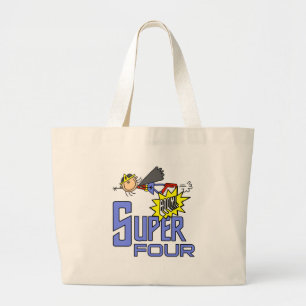 Superhero Girl 4. Geburtstag Shirts und Geschenke Jumbo Stoffbeutel