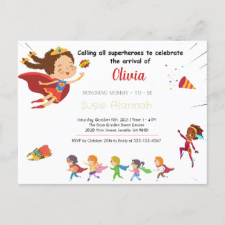Superhero Girl Babydusche Postkarte