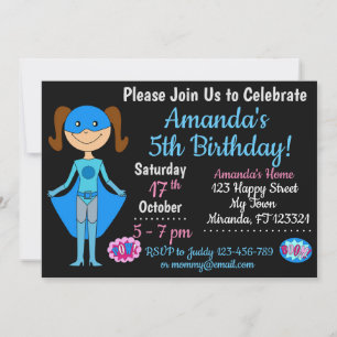 Superhero Girl Birthday Einladung