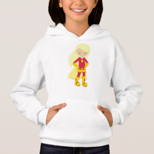 Superhero Girl, Blonde Hair, Held, Rotes Kostüm Hoodie