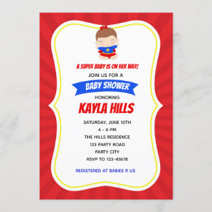 Superhero Girl Invitations Babydusche / Geburtstag Einladung