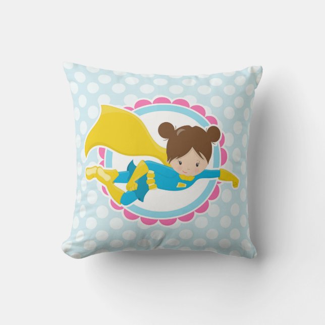 Superhero Girl - Niedlicher Hero in Cape Kissen (Vorderseite)