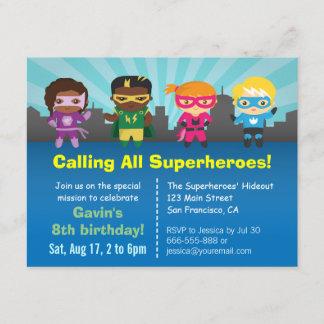 Superhero Group Kindergeburtstag Party Einladungen
