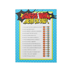 Superhero Guess Who Baby Showroom Notizblock
