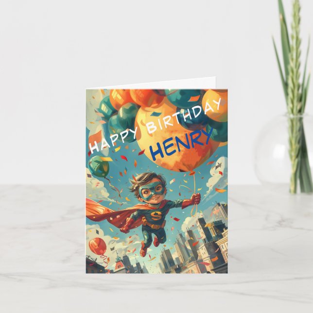 Superhero Happy Birthday Design für Kinder Karte (Vorderseite)