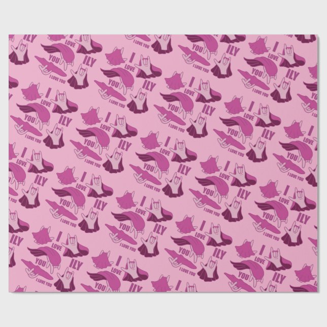 Superhero ILY - ASL Design Geschenkpapier (Flach)