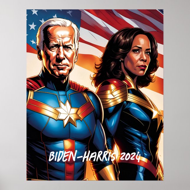 Superhero Joe Biden und Kamala Harris Poster (Vorne)