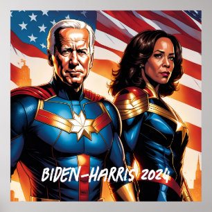 Superhero Joe Biden und Kamala Harris Poster