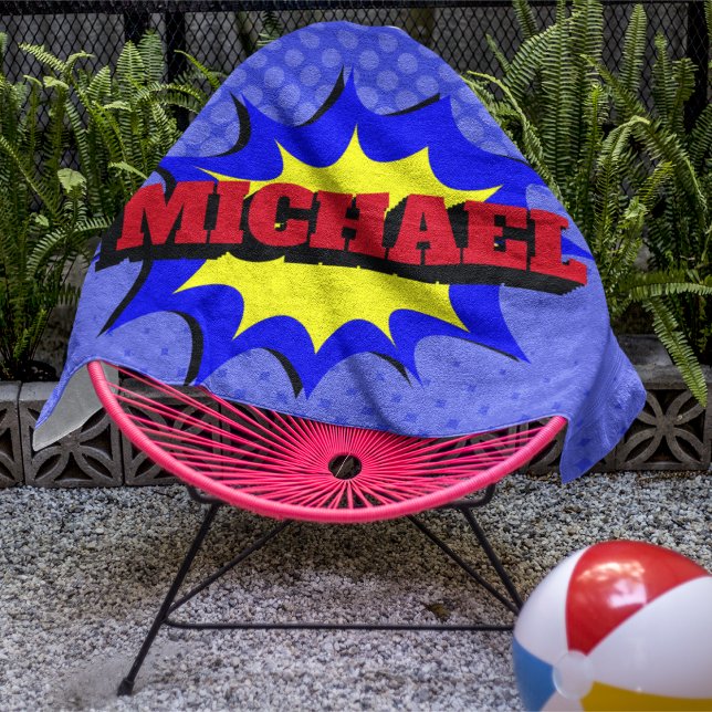 Superhero Kids Comic Buch Personalisierter Name Badhandtuch Set (Von Creator hochgeladen)