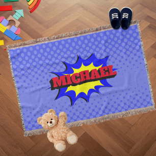 Superhero Kids Comic Buch Personalisierter Name Decke