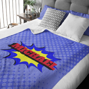 Superhero Kids Comic Buch Personalisierter Name Fleecedecke