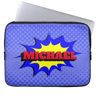 Superhero Kids Comic Buch Personalisierter Name Laptopschutzhülle