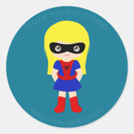 Superhero Kids Girls Geburtstagsparty Blue Sticker