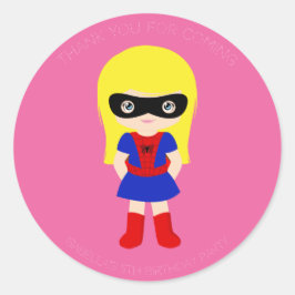 Superhero Kids Girls Geburtstagsparty Pink Sticker
